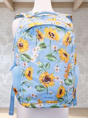❤️ vera bradley Sunflowers Sky Grand Backpack Laptop Lighten Up ReActive